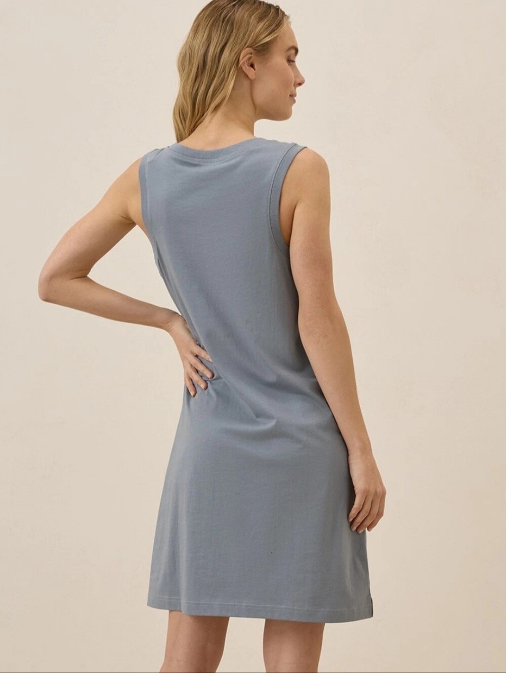 Pact Softspun Tank Dress Organic Cotton Large Gray V Neck Minimalist Comfortable - Picture 2 of 11